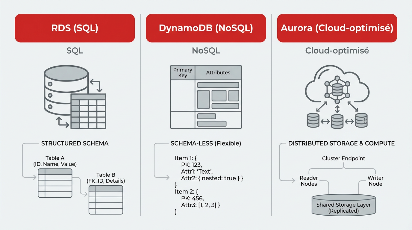 Bases de données AWS : RDS, DynamoDB, Aurora – laquelle choisir ?