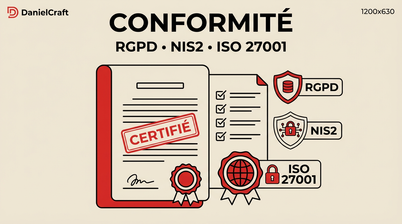 Conformité sécurité : RGPD, NIS2, ISO 27001 (pragmatique)