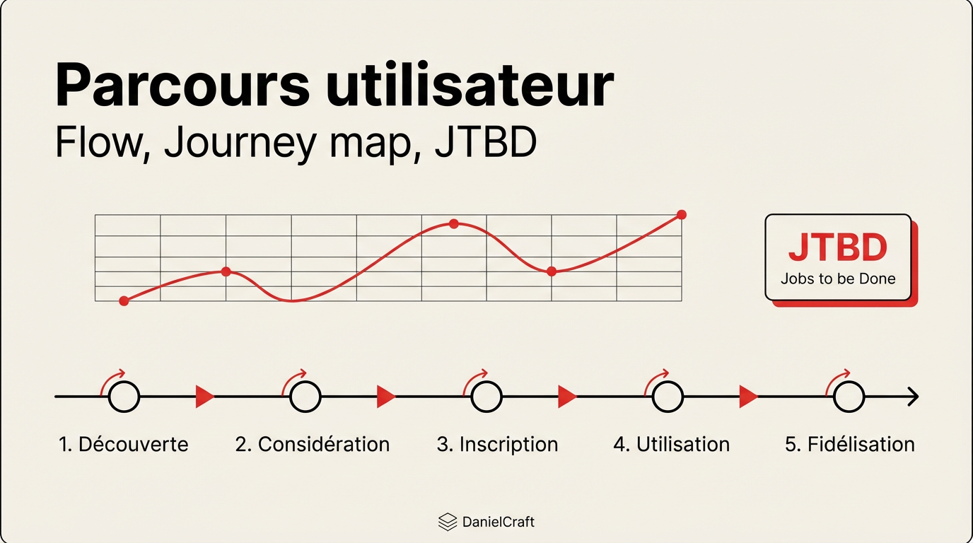 Parcours utilisateur : user flows, journey map et JTBD